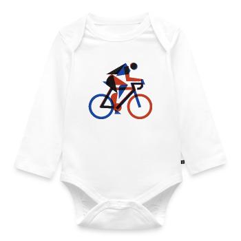 Bauhaus Geometric Cyclist Retro Risograph Art - Baby Bio-Langarm-Body - Weiß - Vorne