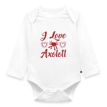 I Love Axolotl Red Heart Charming Graphic - Baby Bio-Langarm-Body - Weiß - Vorne