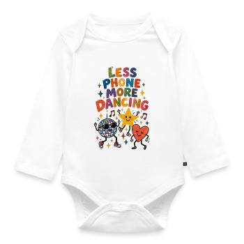 Less Phone, More Dancing – Retro Festival - Baby Bio-Langarm-Body - Weiß - Vorne