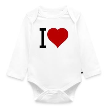Rotes Herz Symbol - Baby Bio-Langarm-Body - Weiß - Vorne