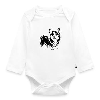 Walisischer Corgi-Hund - Baby Bio-Langarm-Body - Weiß - Vorne