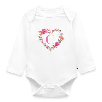 C Monogramm Blumen Herz personalisierbar - Baby Bio-Langarm-Body - Weiß - Vorne