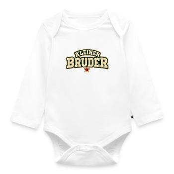 Kleiner Bruder Geschwistershirt - Baby Bio-Langarm-Body - Weiß - Vorne