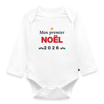 Mein erstes Weihnachten 2026 – Baby-Bodysuit - Baby Bio-Langarm-Body - Weiß - Vorne