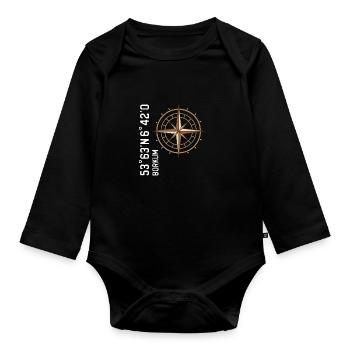 Borkum Koordinaten - Baby Bio-Langarm-Body - Schwarz - Vorne