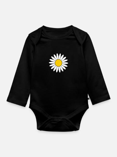 Gänseblümchen Blume - Baby Bio-Langarm-Body - Schwarz