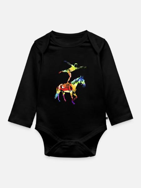 Anmutige Voltigiererin Mannschaft - Baby Bio-Langarm-Body - Schwarz