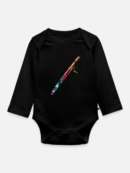 Tiefsinniger Fagottklang Holzbläser - Baby Bio-Langarm-Body - Schwarz