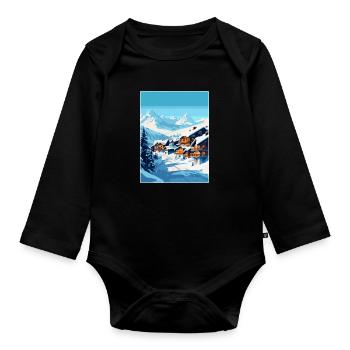 Val Thorens Frankreich Vintage Reiseplakat Souvenir - Baby Bio-Langarm-Body - Schwarz - Vorne