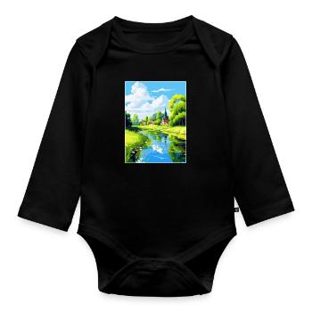 Spreewald Allemagne Affiche de voyage vintage souvenir - Body Bébé bio manches longues - noir - Devant