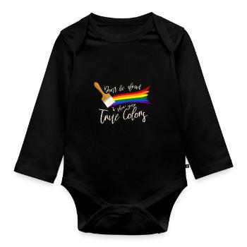 Gay Pride - Organic Longsleeve Baby Bodysuit - black - Front