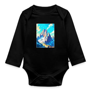Dachstein Österreich Vintage Reiseplakat Souvenir - Baby Bio-Langarm-Body - Schwarz - Vorne