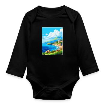Mani Halbinsel Griechenland Vintage Reiseposter WPA - Baby Bio-Langarm-Body - Schwarz - Vorne