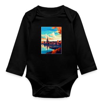 Nimwegen Niederlande Vintage Reiseplakat WPA Kunst - Baby Bio-Langarm-Body - Schwarz - Vorne
