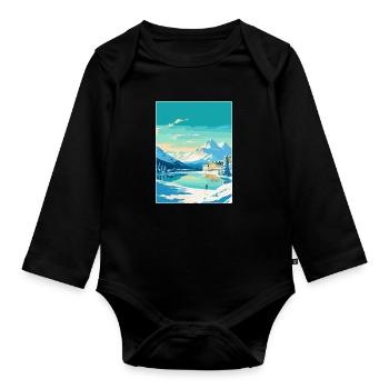 St Moritz Switzerland Vintage Travel Poster WPA - Organic Longsleeve Baby Bodysuit - black - Front