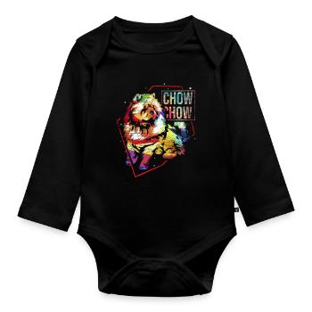 Wuscheliger Chow Chow Löwenmähne - Baby Bio-Langarm-Body - Schwarz - Vorne