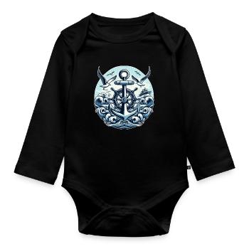 Logo du volant d’ancrage - Body Bébé bio manches longues - noir - Devant