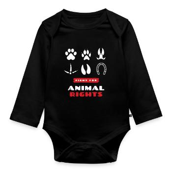 animal rights - Organic Longsleeve Baby Bodysuit - black - Front