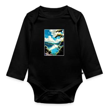 Donau Fluss Europa Vintage Reiseplakat Souvenir - Baby Bio-Langarm-Body - Schwarz - Vorne