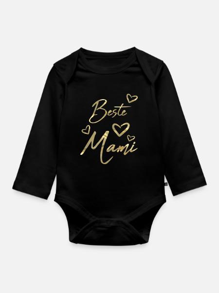 Beste Mami - Baby Bio-Langarm-Body - Schwarz