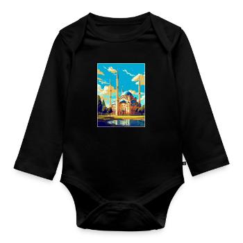 Edirne Türkei Vintage Reiseposter WPA Souvenir - Baby Bio-Langarm-Body - Schwarz - Vorne