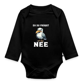 Bevor du fragst nein, Möwe - Baby Bio-Langarm-Body - Schwarz - Vorne