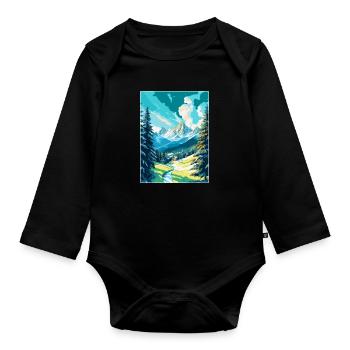 St Moritz Switzerland Vintage Travel Poster WPA - Organic Longsleeve Baby Bodysuit - black - Front