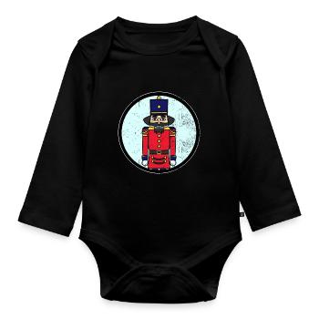 Fescher Nussknacker Weihnachtsmarkt - Baby Bio-Langarm-Body - Schwarz - Vorne