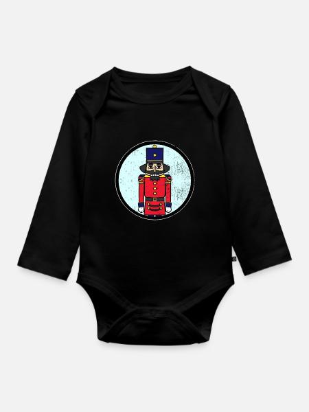 Fescher Nussknacker Weihnachtsmarkt - Baby Bio-Langarm-Body - Schwarz