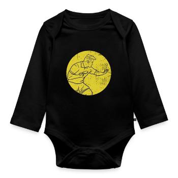 Pfeilschneller Tischtennis Aufschlag - Baby Bio-Langarm-Body - Schwarz - Vorne