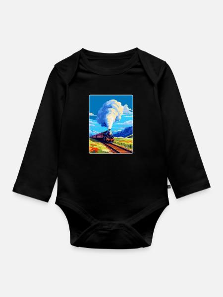 Orient Express Zug Europa Vintage Reiseplakat - Baby Bio-Langarm-Body - Schwarz