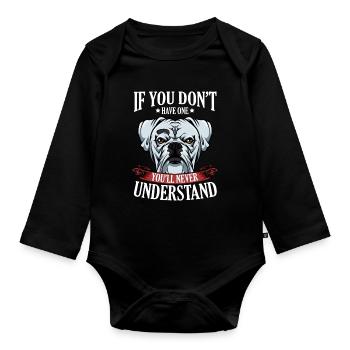 Cool Boxer Statement Spruch Hundehalter Geschenk - Baby Bio-Langarm-Body - Schwarz - Vorne