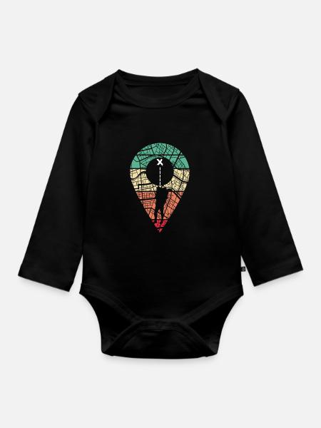 Schatzsuche GPS Schnitzeljagd Cacher Cache - Baby Bio-Langarm-Body - Schwarz