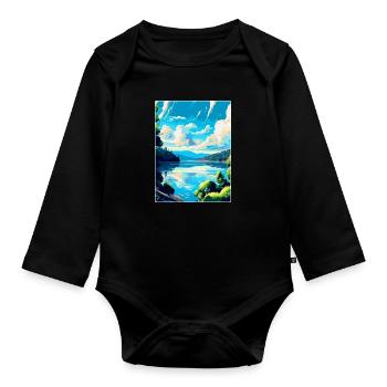 Donau Europa Vintage Reiseplakat Souvenir - Baby Bio-Langarm-Body - Schwarz - Vorne