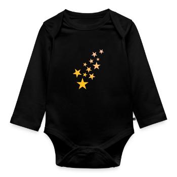 Star asterisk pattern starry sky - Organic Longsleeve Baby Bodysuit - black - Front