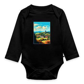 Great Malvern England Uk Reise Poster Souvenir - Baby Bio-Langarm-Body - Schwarz - Vorne