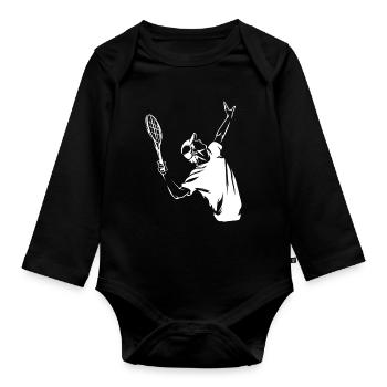 Spritziger Aufschlag Rasentennis - Baby Bio-Langarm-Body - Schwarz - Vorne