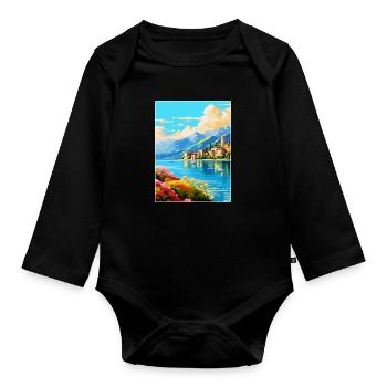 Lac de Côme Italie Affiche de voyage vintage Souvenir WPA - Body Bébé bio manches longues - noir - Devant