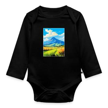 Mourne Mountains Vintage Reise Poster Souvenir - Baby Bio-Langarm-Body - Schwarz - Vorne
