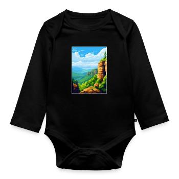 Montagne de grès de l’Elbe Allemagne Affiche de voyage WPA - Body Bébé bio manches longues - noir - Devant