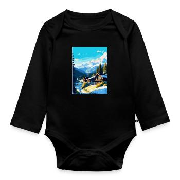 Megève France Affiche de voyage vintage WPA Souvenir - Body Bébé bio manches longues - noir - Devant