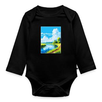 Donau Auen Deutschland Vintage Reiseplakat Souvenir - Baby Bio-Langarm-Body - Schwarz - Vorne