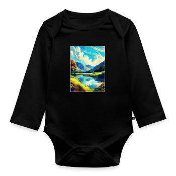 Lake District England Uk Vintage Reiseplakat WPA - Baby Bio-Langarm-Body - Schwarz - Vorne