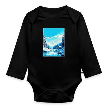 Val D Isère France Affiche de voyage vintage souvenir - Body Bébé bio manches longues - noir - Devant