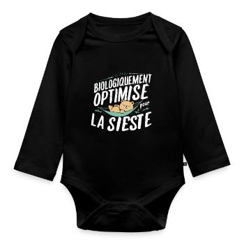 Biologiquement Optimisé Pour La Sieste - Body Bébé bio manches longues - noir - Devant