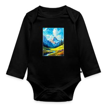 Berge Polen Vintage Reise Poster WPA - Baby Bio-Langarm-Body - Schwarz - Vorne