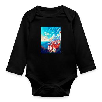 Pula Kroatien Vintage Reiseposter WPA Souvenir - Baby Bio-Langarm-Body - Schwarz - Vorne