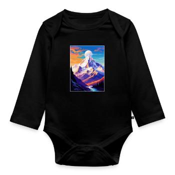 Mont Blanc Mountain Europe Vintage Poster de voyage - Body Bébé bio manches longues - noir - Devant