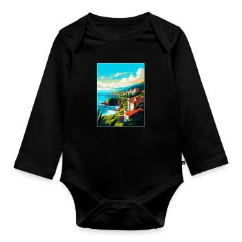 Affiche de voyage vintage de Sao Miguel Portugal Souvenir - Body Bébé bio manches longues - noir - Devant