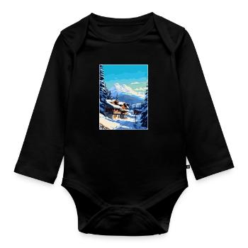 Megève France Affiche de voyage vintage WPA Souvenir - Body Bébé bio manches longues - noir - Devant